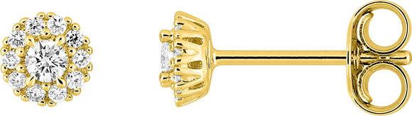 Boucles d'oreilles en or jaune 9ct et diamants de laboratoire 484-150