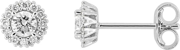 Boucles d'oreilles en or blanc 9ct et diamants de laboratoire 485-65