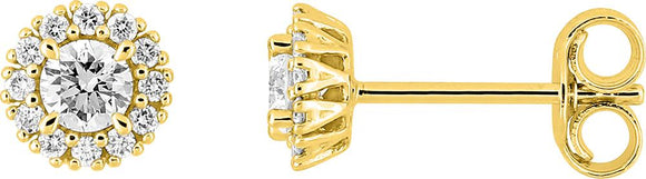 Boucles d'oreilles en or jaune 9ct et diamants de laboratoire 484-149
