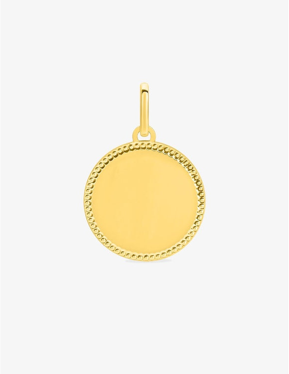 Médaille ronde en or jaune 9ct bord ciselé 460-143