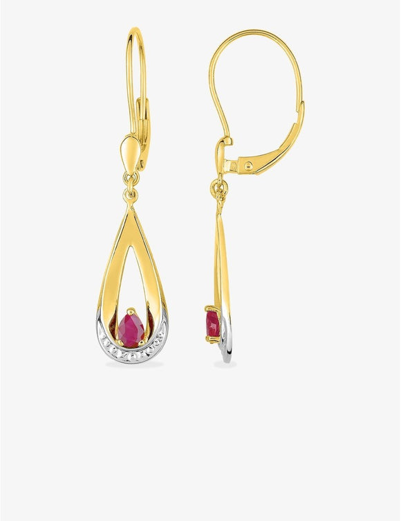 Boucles d'oreilles en or 9ct + rubis 482-140