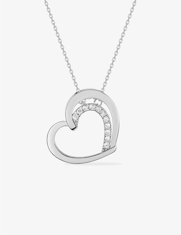 Collier coeur en argent et zirconium 654z-2276