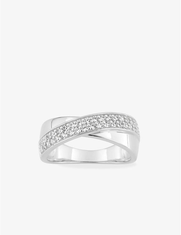Bague en argent rhodié et zirconium 611-4088