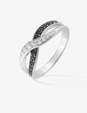 Bague en argent zirconiums blancs et noirs 611-4069