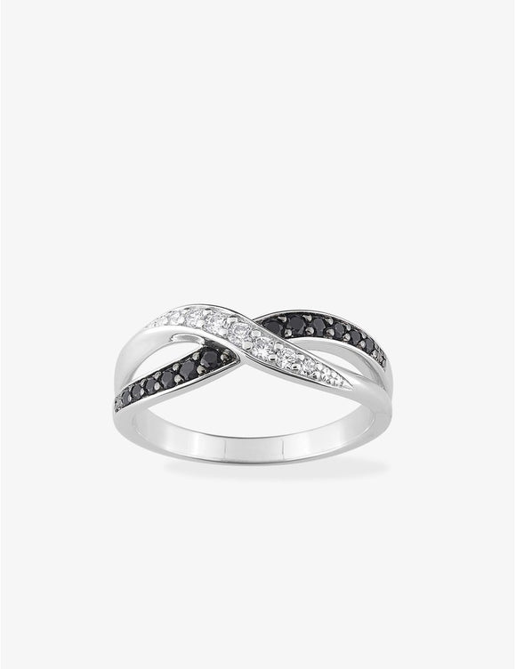 Bague en argent zirconiums blancs et noirs 611-4069