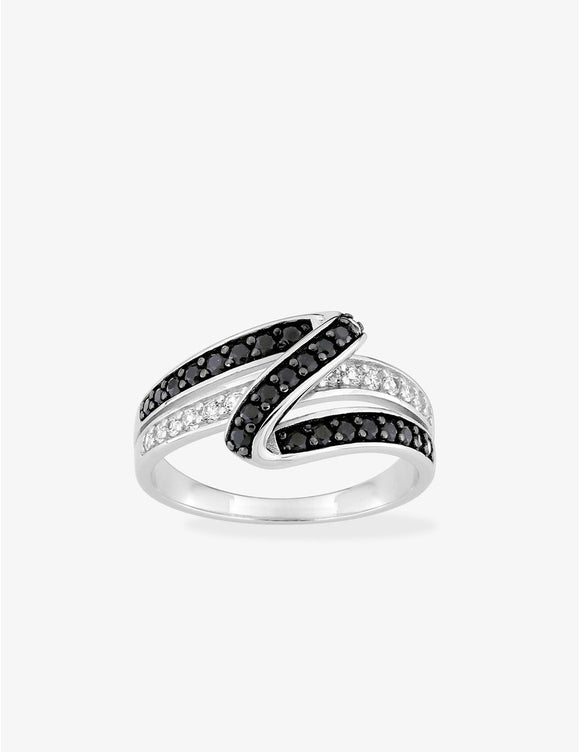 Bague en argent zirconiums blancs et noirs 611-4071