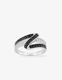 Bague en argent zirconiums blancs et noirs 611-4071