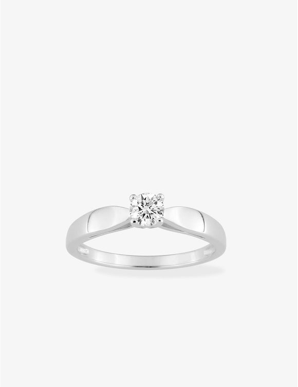 Bague solitaire en argent rhodié et zirconium 611-4078
