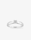 Bague solitaire en argent rhodié et zirconium 611-4078
