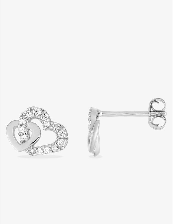 Boucles d'oreilles double coeurs en argent 682-2445