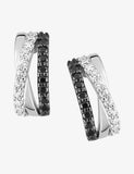Boucles demi-créoles en argent zirconiums blancs et noirs 680-1322