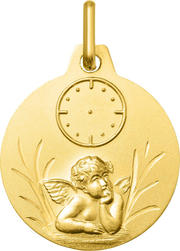 Médaille ange + horloge or jaune 18ct 360-364