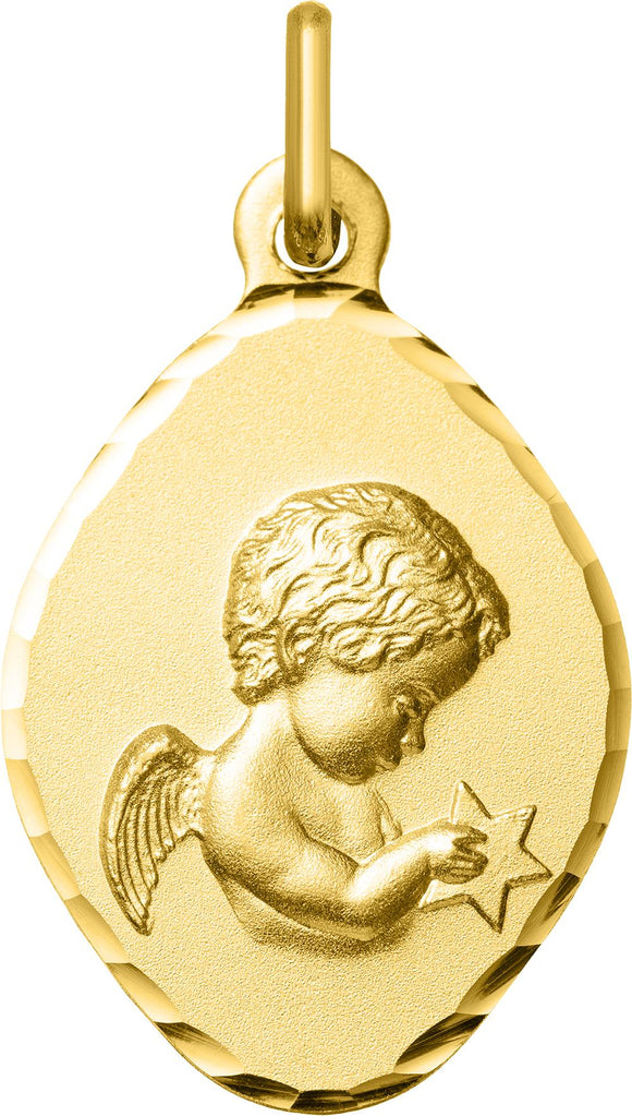 Médaille avec ange en or jaune 18ct 360-360