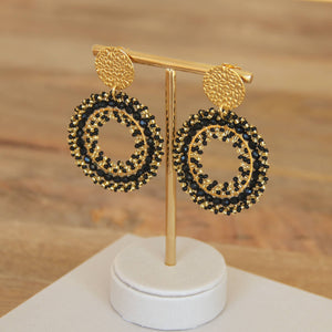 Boucles d'oreilles Santibé Atacama noires et dorées 782S3