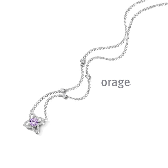 Collier Orage fleur mauve en argent et zirconiums 654Z2236