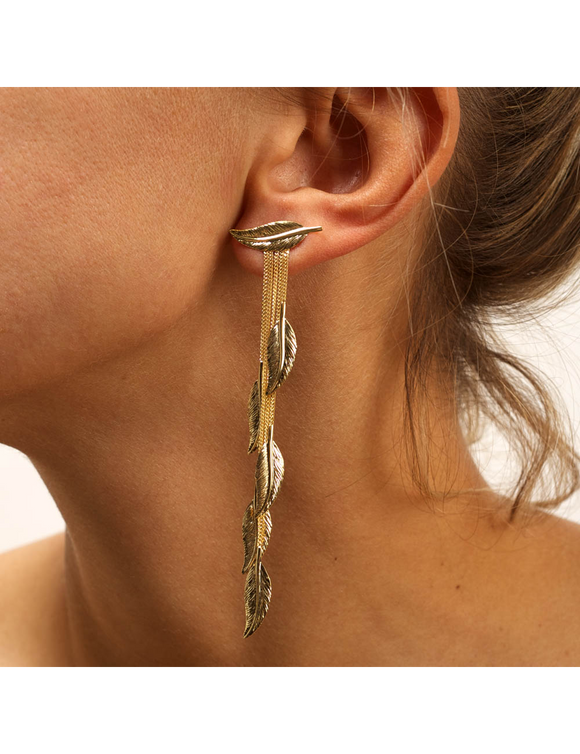Boucles 6 plumes en or jaune 9ct 482-125