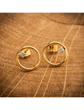 Boucles cercles en or jaune 9ct et diamants 484-153