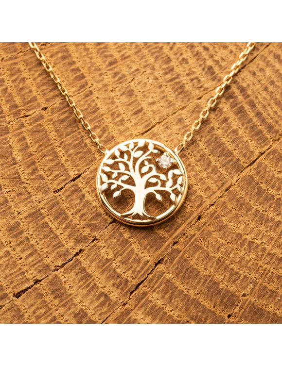Collier en or 9ct arbre de vie et diamant 453-46