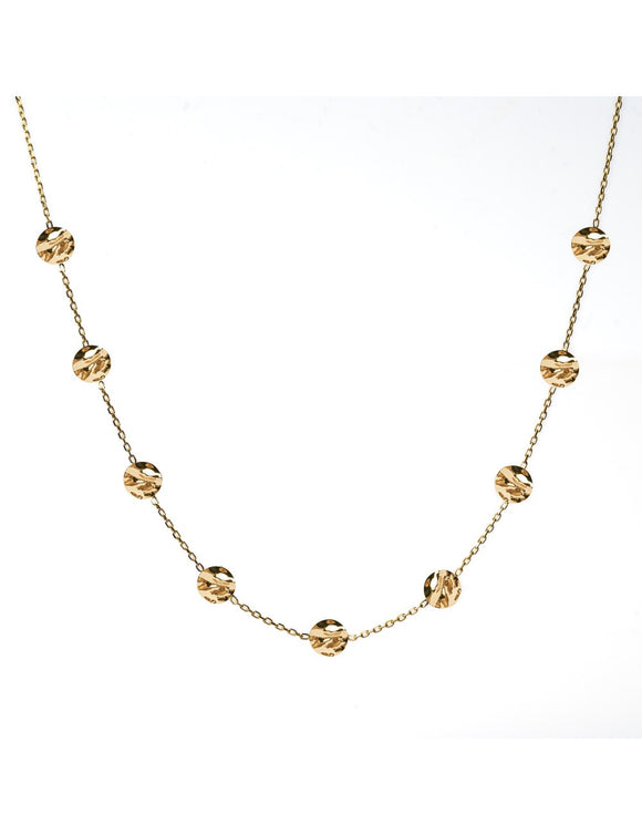 Collier pastilles froissées en or jaune 9ct 453-48