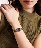 Montre Harlow en cuir noir et acier doré