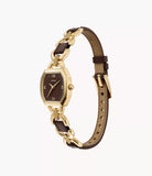 Montre Harlow en cuir brun et acier doré