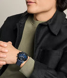 Montre Neutra chronographe en cuir bleu marine