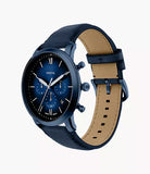 Montre Neutra chronographe en cuir bleu marine