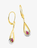 Boucles d'oreilles en or jaune 18ct, or blanc et rubis 382-180