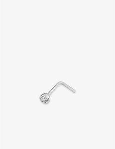 Piercing de nez en or blanc 18ct avec zirconium serti clos 392-162