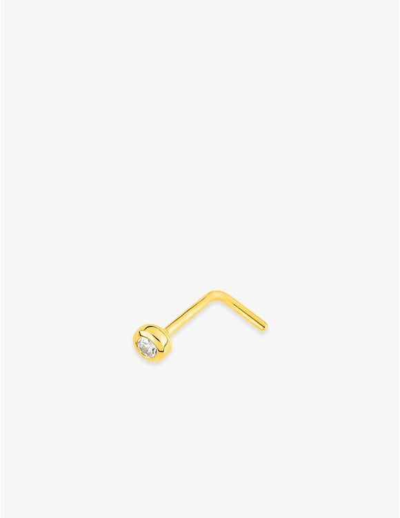 Piercing de nez en or jaune 18ct avec zirconium serti clos 392-163