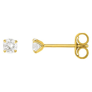 Boucles d'oreilles en or 18 ct et zirconiums 3mm 384-453