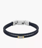 Bracelet Fossil multirang All Stacked Up en cuir bleu marine JF04703998
