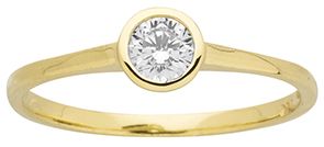 Bague solitaire en or jaune 18ct et zirconium 314-21