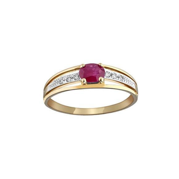 Bague bicolore en or 18ct et rubis 327-65