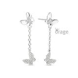 Boucles d'oreilles pendantes papillon + zirconium K3004