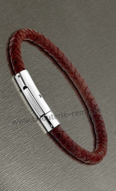 Bracelet cuir tressé brun LS1119-2-2