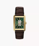Montre Carraway automatique en cuir brun