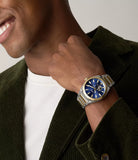 Montre Everett automatique bicolore fond bleu