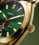 Montre Everett automatique acier doré fond vert
