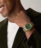 Montre Everett automatique acier doré fond vert