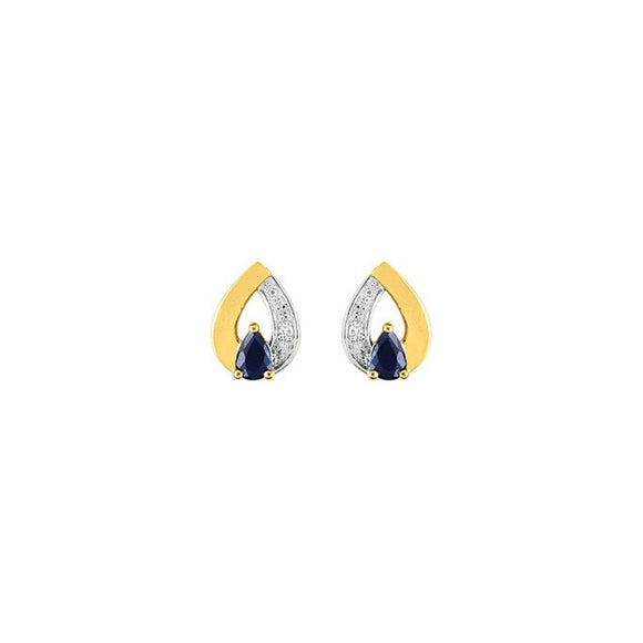 Boucles d'oreilles en or jaune 18ct saphir et diamants 384-144