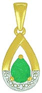 Pendentif émeraude + diamants en or jaune 18ct 366-84