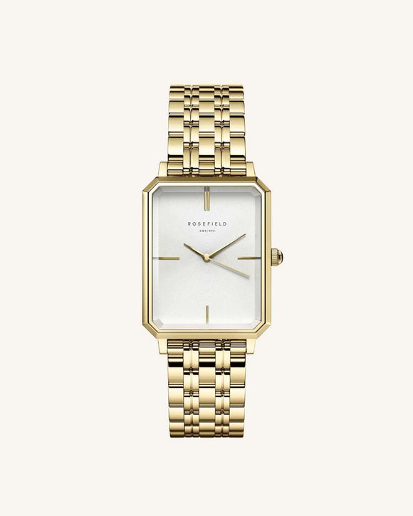 Rosefield Octagon Medium dorée cadran blanc