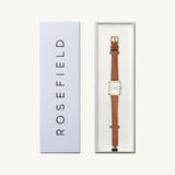 Rosefield Octagon XS dorée cuir marron