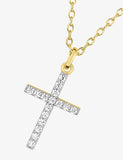 Collier croix en zirconium et plaqué or 755z-365