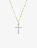 Collier croix en zirconium et plaqué or 755z-365