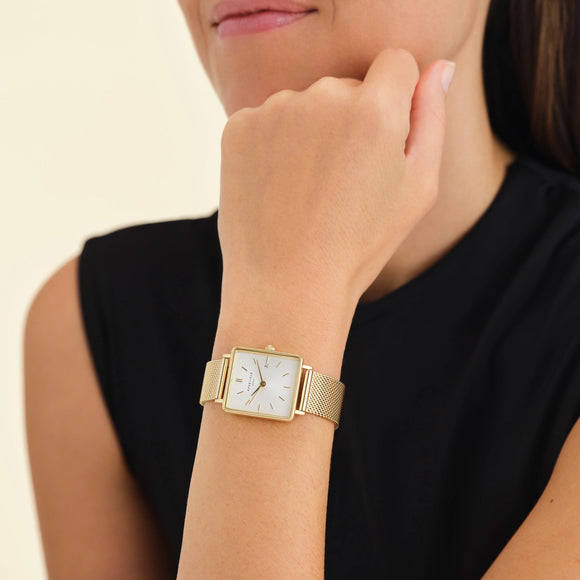 Rosefield Boxy xs dorée Mesh fond blanc
