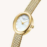 Rosefield Mini Oval dorée cadran nacre blanche