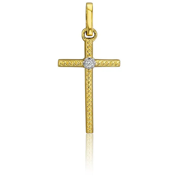 Pendentif Croix en or jaune 18ct et diamant 365-159
