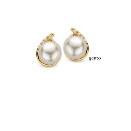 Boucles perles et zirconium en plaqué or 784-731